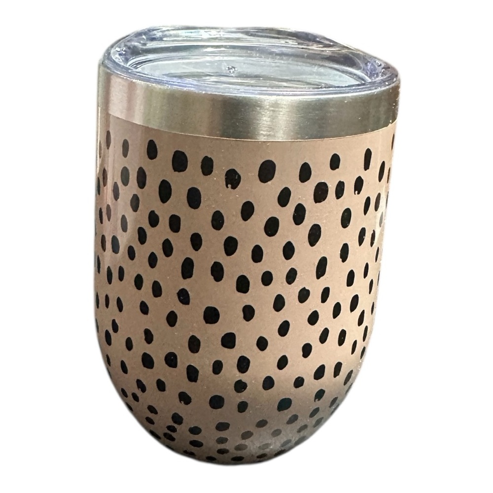 Insulated Polka Dot Stemless Wine Tumbler w/ Lid